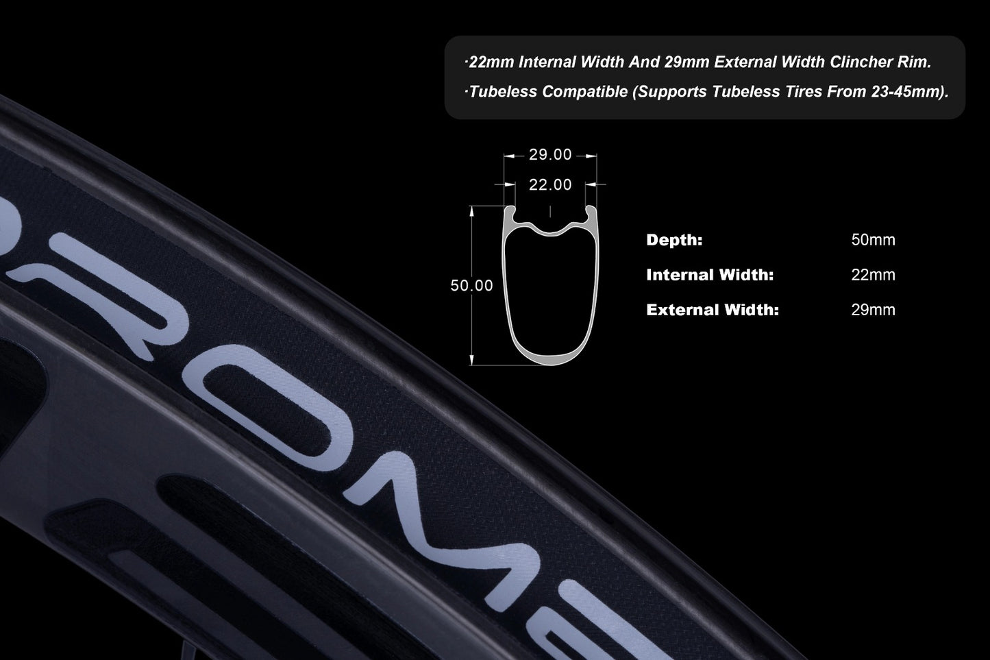 OROME VALAR TH50D Carbon Road Disc Brake Wheelsets, Disc Brake Carbon Wheels. Superlight Carbon Disc Brake Wheelsets