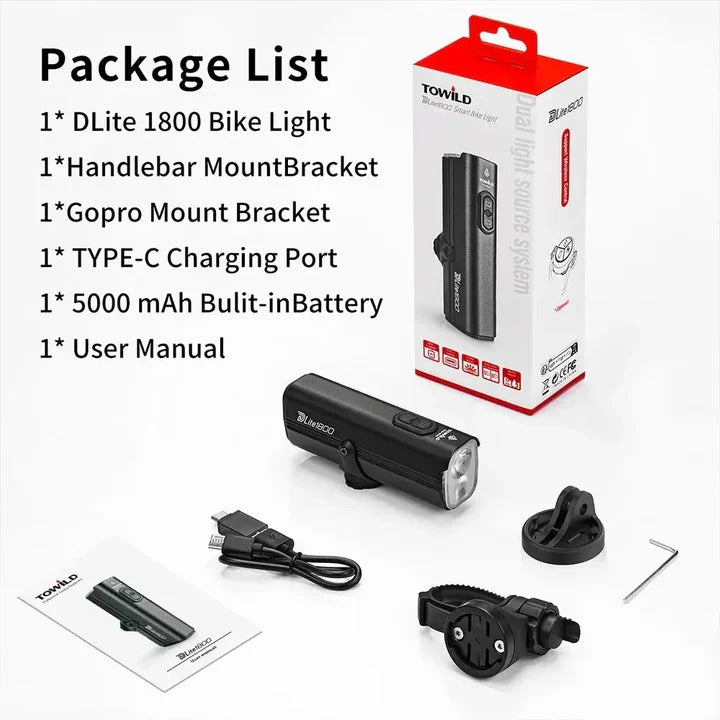 TOWILD DLite1800 Bike Light