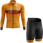 Aerodoc Ochre Diamond long sleeve cycling jersey and bib shorts set