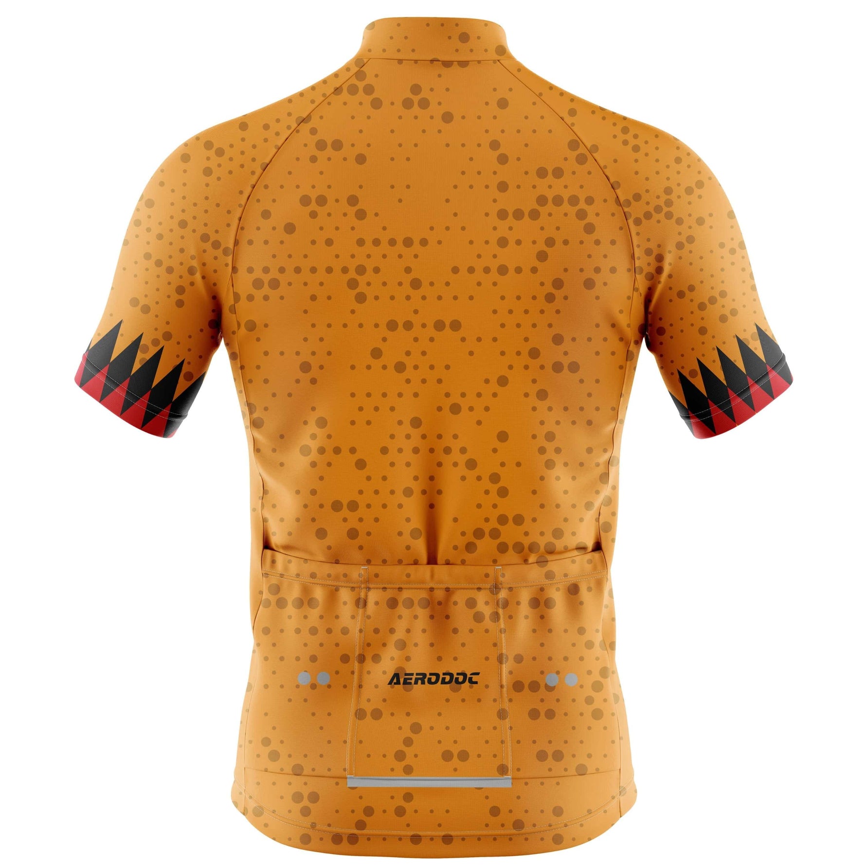 Aerodoc Ochre Diamond cycling jersey and bib shorts back view