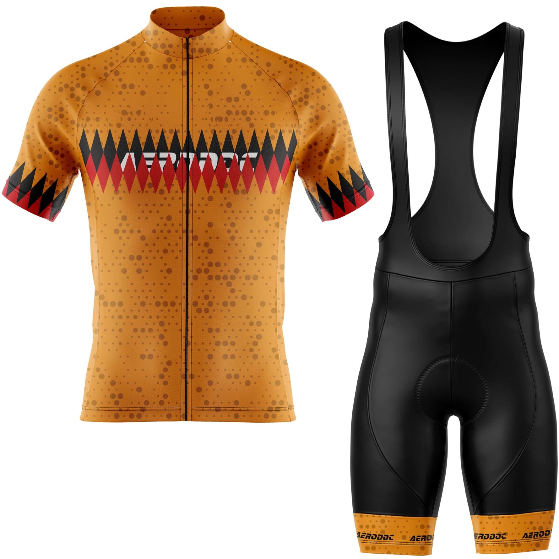 Ochre Diamond short sleeve cycling jersey and padded bib shorts set