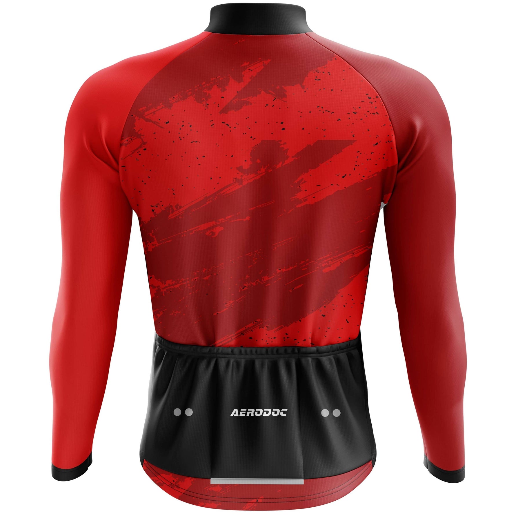 Aerodoc Red Camo-Strike Long Sleeve Cycling Jersey Back View