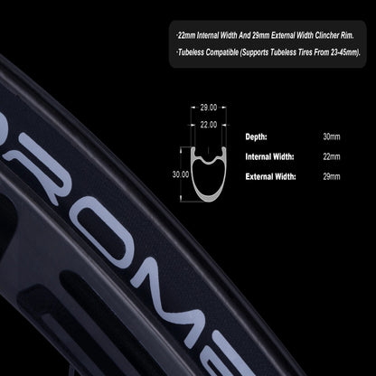 OROME VALAR TH30D Carbon Road Disc Brake Wheelsets, Disc Brake Carbon Wheels. Superlight Carbon Disc Brake Wheelsets