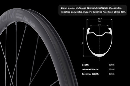 OROME VALAR TH36G Carbon Gravel Disc Brake Wheelsets