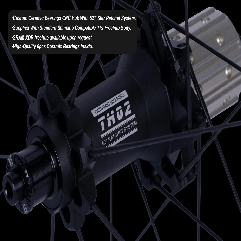 Ceramic bearings CNC hub with THQ2 branding on a black background