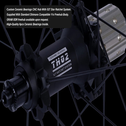 Ceramic bearings CNC hub with THQ2 branding on a black background