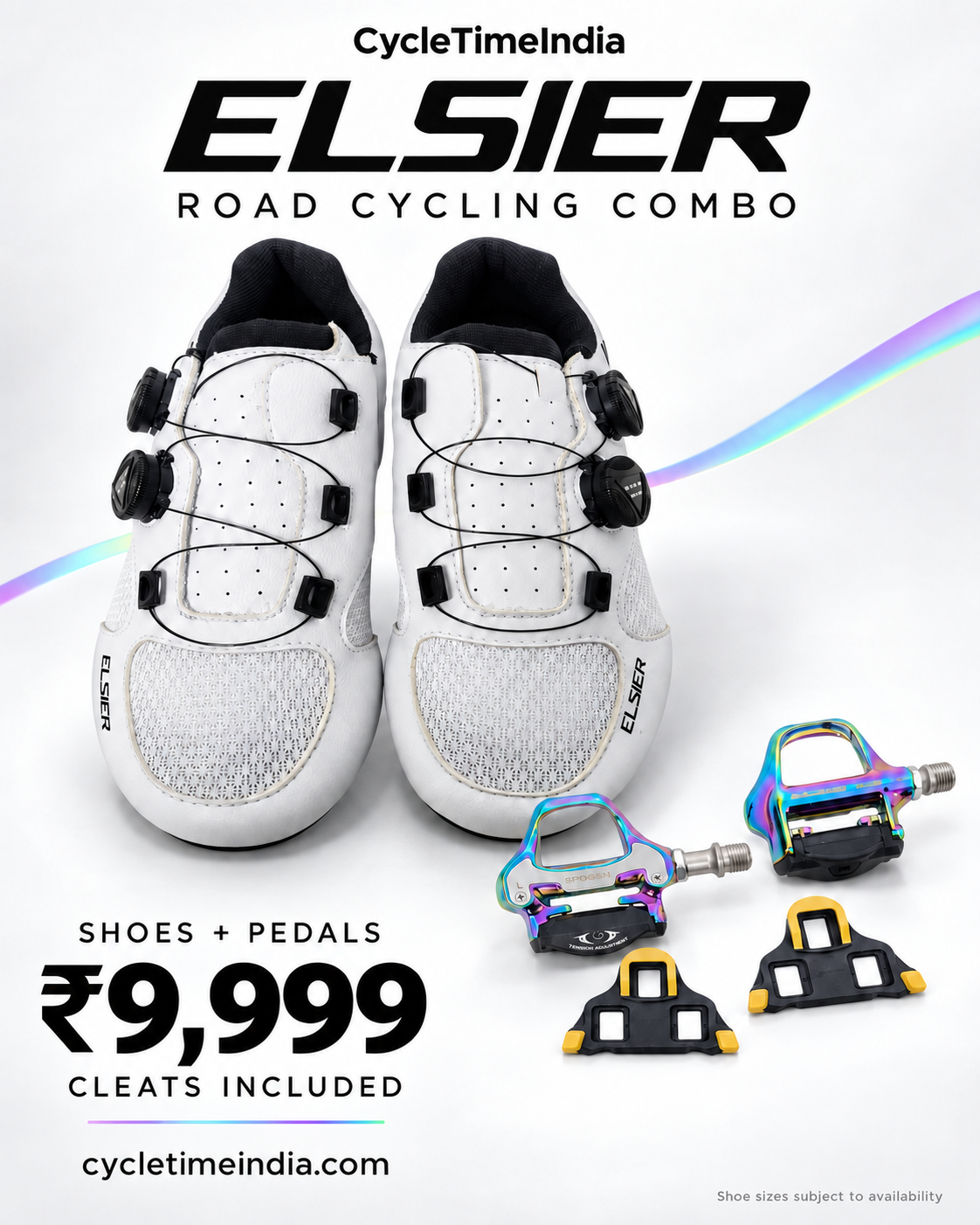 Elsier road cycling shoes + pedals + included cleats combo — ₹9,999