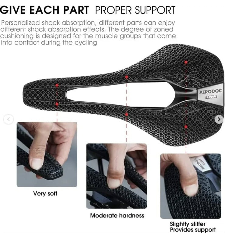 Aerodoc Lightweight 3D Honeycomb Bicycle Saddle
