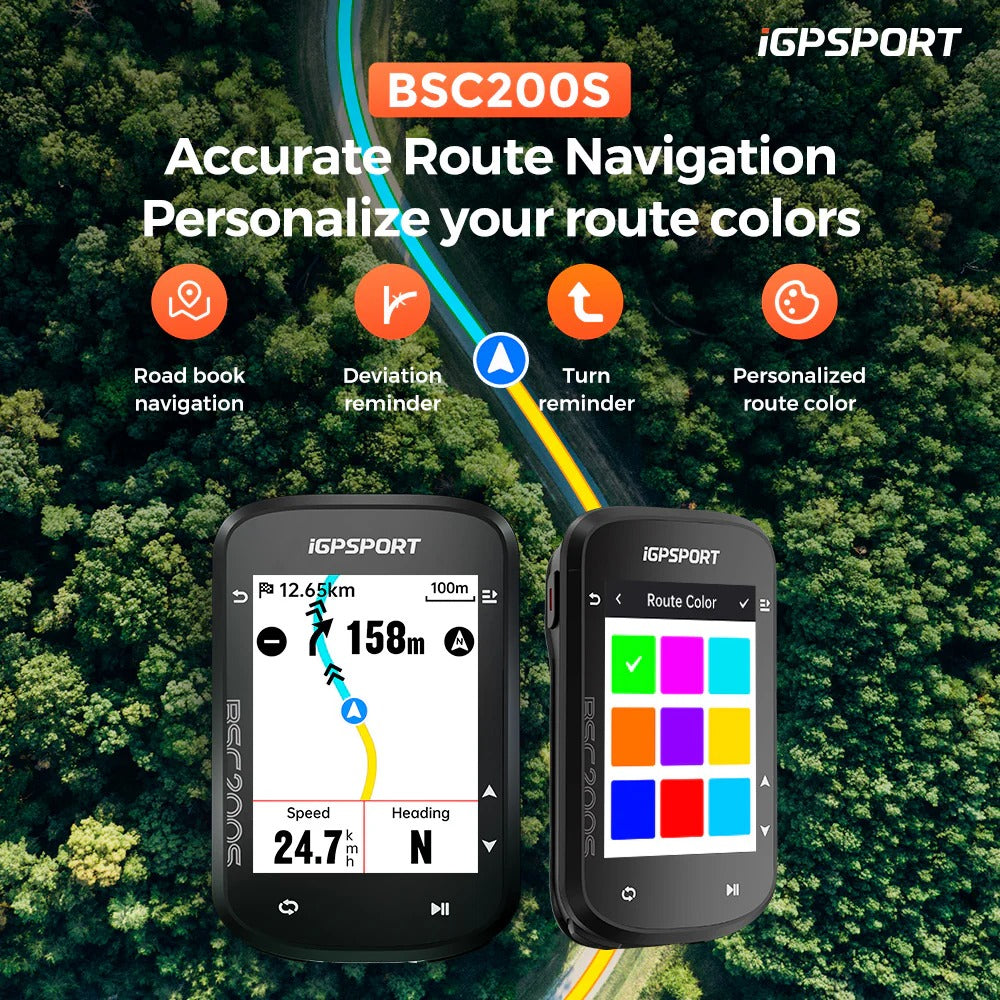 Advanced IGPSPORT 200S wireless cycling computer featuring waterproof design and accurate GPS performance