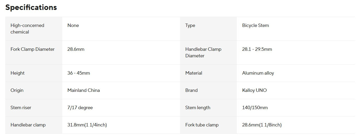 UNO+7° Bicycle Stem – Lightweight, Strong & amp; Performance-Focused 140mm And 150mm