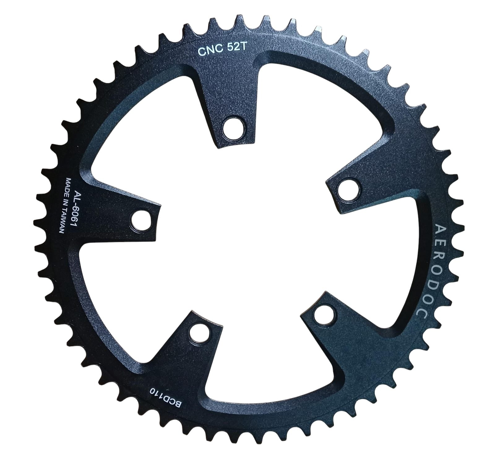 Aerodoc chainring, road bike chainring, 110 BCD chainring, 5 bolt chainring, CNC bicycle chainring, AL6061 aluminum chainring, 52T chainring, road cycling parts, bicycle crankset chainring, lightweight chainring, performance road chainring, racing bicycle chainring, road bike spare parts
